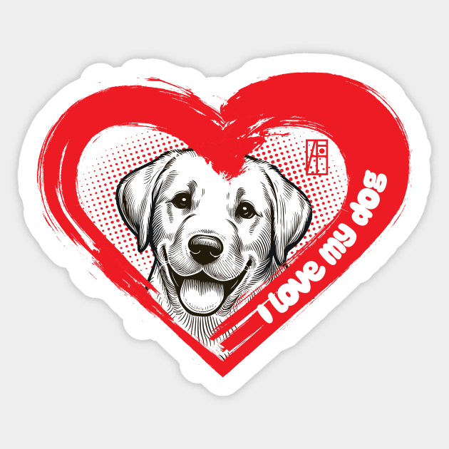 I Love My Labrador Retriever - Gentle dog - I Love my dog Sticker by ArtProjectShop